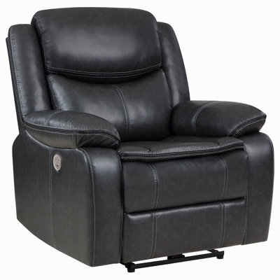 Salerno Dark Grey Upholstered Power Recliner Chair
