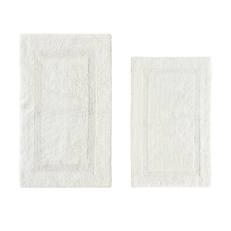 Lux Premium 100% Cotton 2370 GSM 2-Piece Bath Rug Set, Ultra Soft Super Absorbent Reversible Tufted Bathroom Mats, Machine Washable, OEKO-TEX® Certified Bath Rugs for Bathroom, Shower & Tub, Ivory