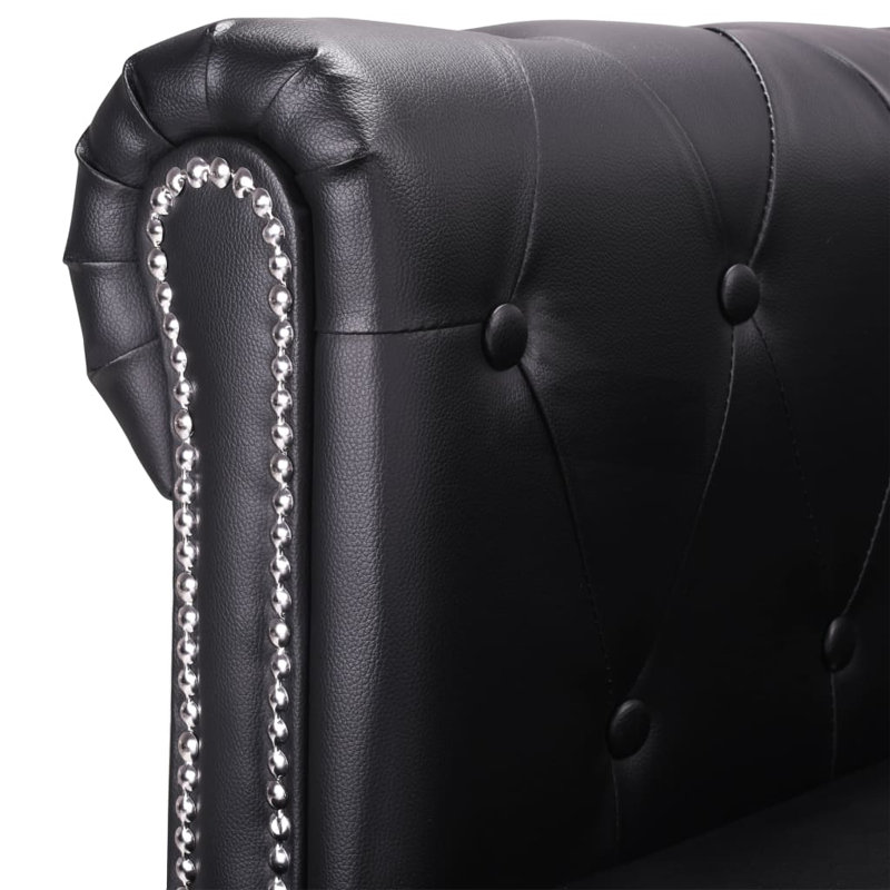 Canapé Chesterfield en L, Similicuir noir