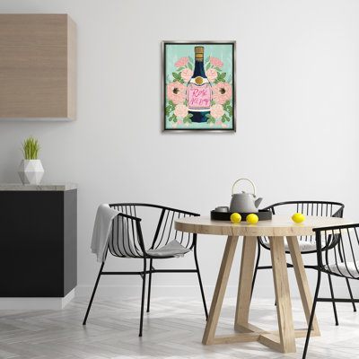  Rose All Day Champagne Framed Floater Canvas Wall Art by Joy Ting