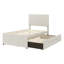 Lit plateforme simple tapissier avec lit gigogne et 3 tiroirs, tissu de lin, beige