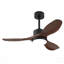 Hot Ventilateur de plafond noir moderne de 42 pouces avec lumière 3 pales ABS Moteur à courant continu réversible à télécommande avec DEL à intensité variable