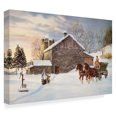 Dravon 'Christmas at the Farm' Acrylic Painting Print on Wrapped Canvas