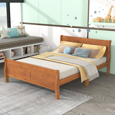 Wooden Platform Bed with Headboard and Footboard