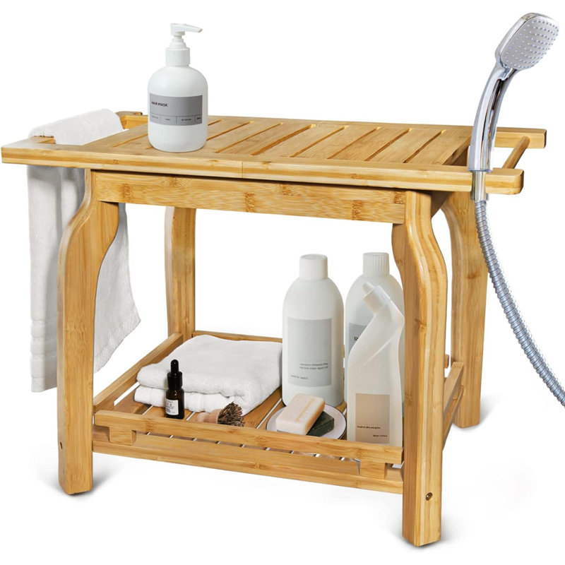 Gwili Bamboo Shower Bench, 16.7" H x 12.2" W x 25.2" D