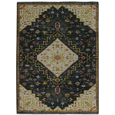 Laurel Gazia Machine Woven Polyester No Pattern Area Rug in Black