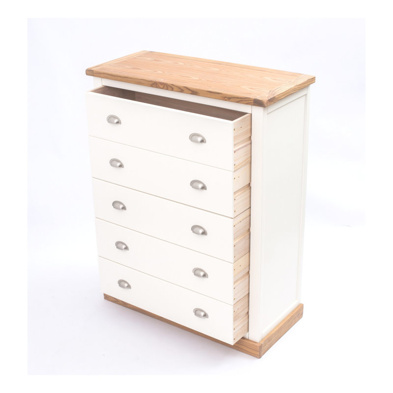 Mulcahy 90 cm W Chest of 5 Drawers, Waxed Oak