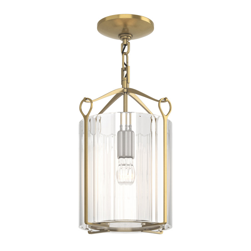 Bow 1 - Light Semi Flush Mount, Modern Brass, Clear Fluted