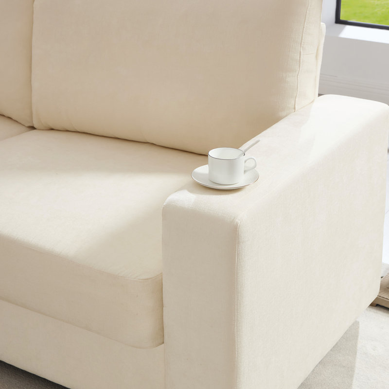 Canapé-lit modulaire en L surdimensionné de 105 po, canapé-lit convertible 3-en-1 avec rangement et matelas haute résilience, beige chenille