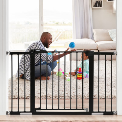 Barrière pour bébé pour les portes et les escaliers, barrière à fermeture automatique pour chien / chiot, installation facile, fixation par pression, sans perçage, convient aux portes étroites et larges, porte de sécurité pour enfant et animaux d
