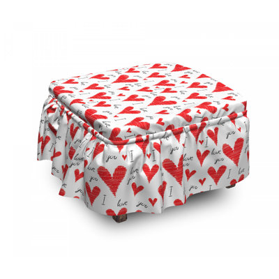 Ensemble de housse pour repose-pieds à coussins carrés 2 pièces love main love