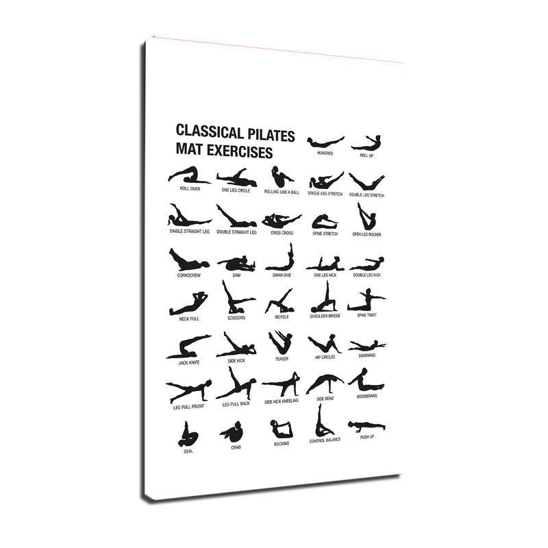 Affiche d'exercices de tapis classique Pilates, 12x18inch