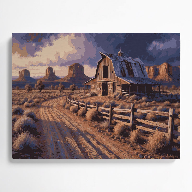 Southwestern Cowboy Western Ranch 94, art mural en métal mauve