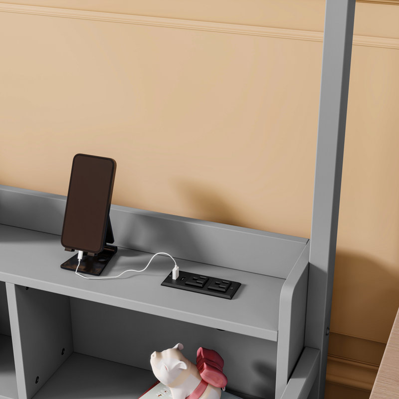 Lits avec rangement, structure en bois de pin pour chambre d'enfant moderne