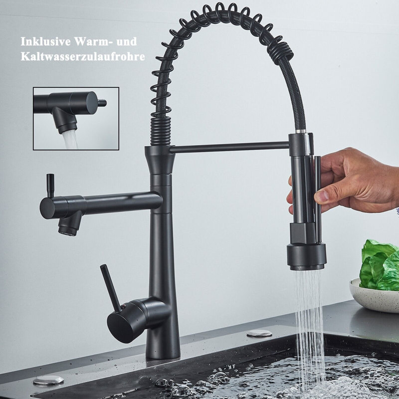 Belfry Kitchen Hippolytus Pull Down Kitchen Faucet, Brushed Nickel