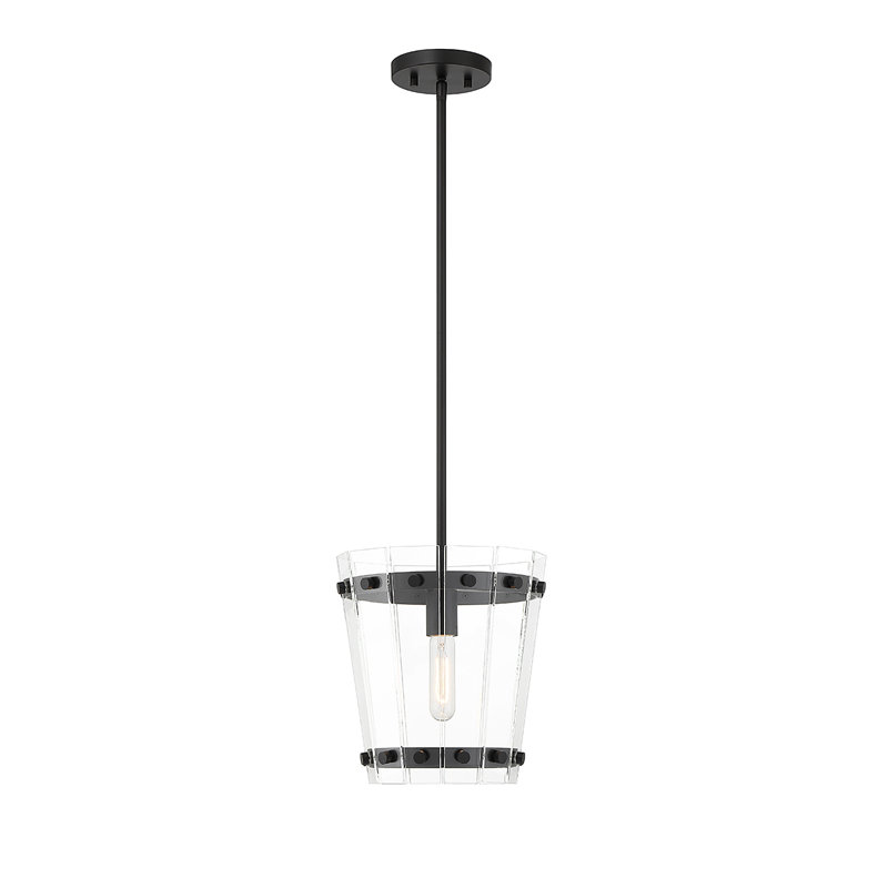Luminaire suspendu cylindrique à 1 lumière Brylea, Noir mat