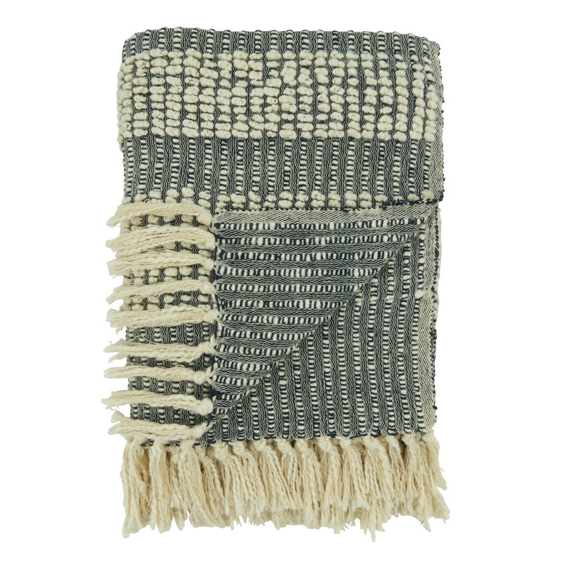Iddo Anden Sevan 100% Cotton Throw, Navy Blue
