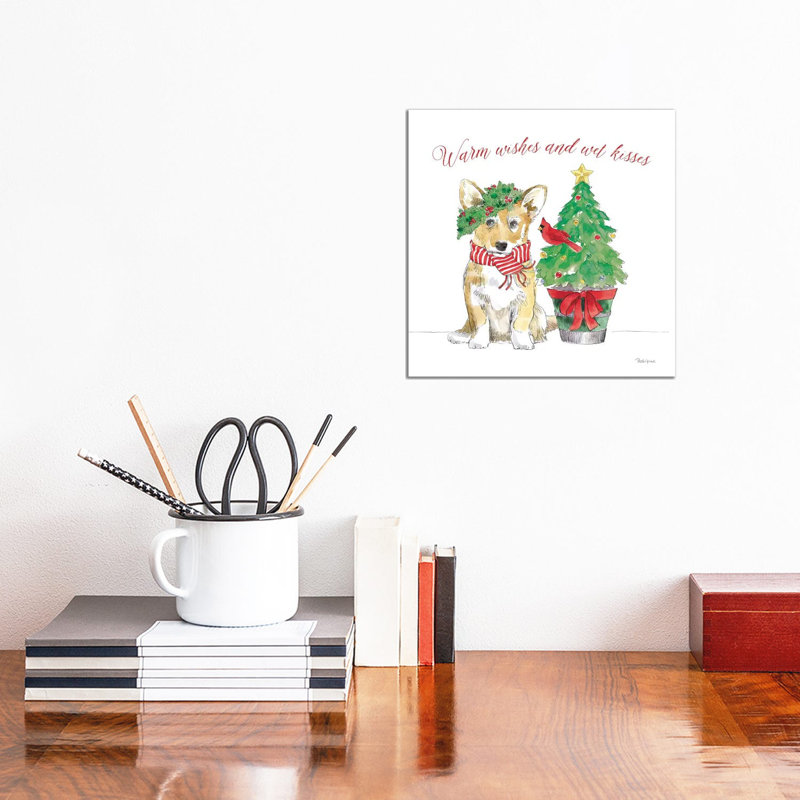 Holiday Paws V On White by Beth Grove - Wrapped Canvas Print, 30.48 cm H x 30.48 cm W