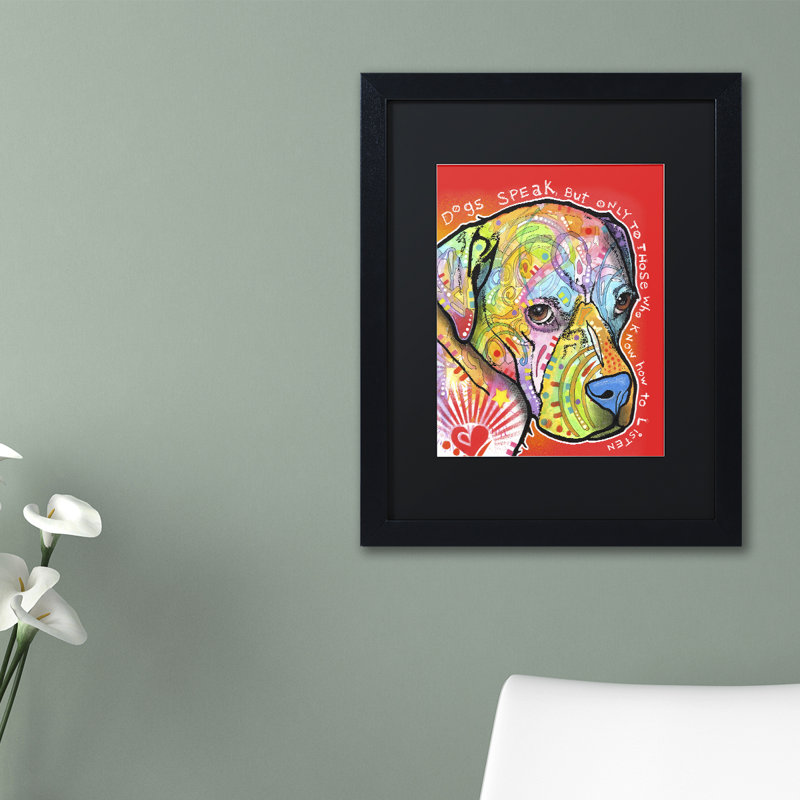 « dogs speak » par dean russo, impression encadrée, H 14 po x l 11 po x P 0,5 po, Blanc