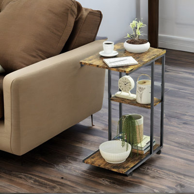 Naasia Side Table with 3 Storage Shelves Industrial