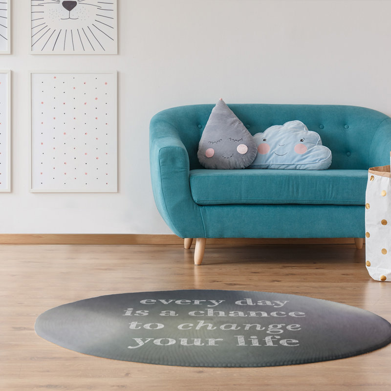 Arrière-plan multicolore changer votre citation en poly-chenille tapis, Rond 5 pi