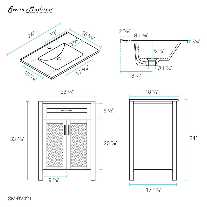 Meuble-lavabo gris Calice