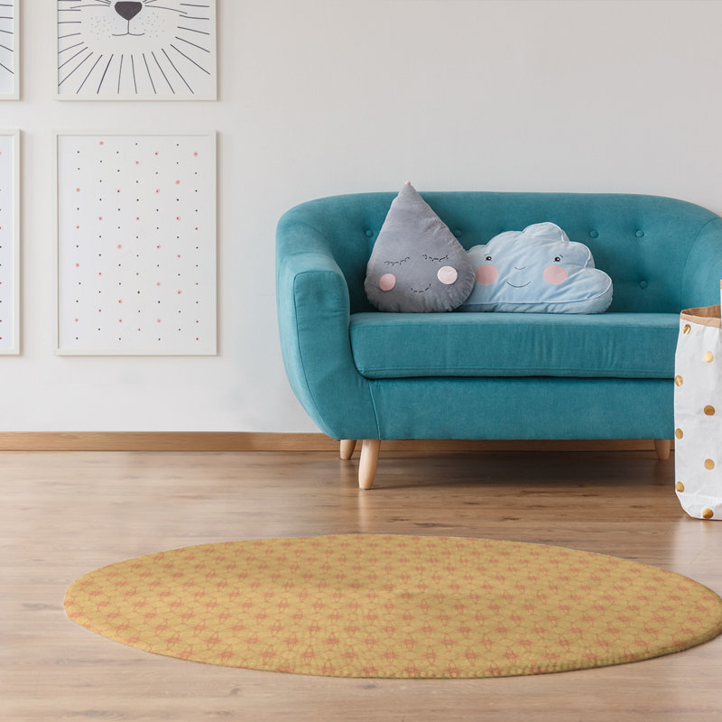 Chenille Geometric Indoor Rug, Round 5'