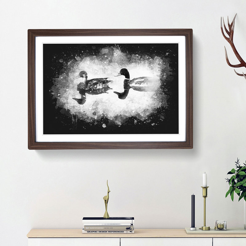 Mallard Ducks - Picture Frame Painting Print, 24cm H x 33cm W x 2cm D, Walnut Framed