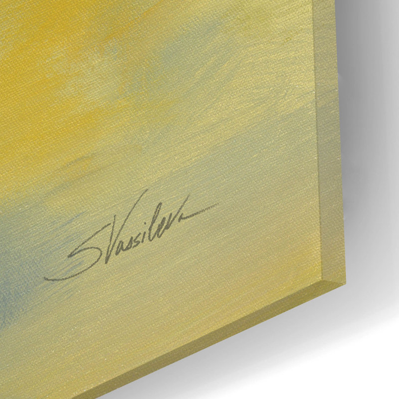 «Mustard Yellow Fields» par Silvia Vassileva, art mural en verre acrylique, 12 po x 12 po