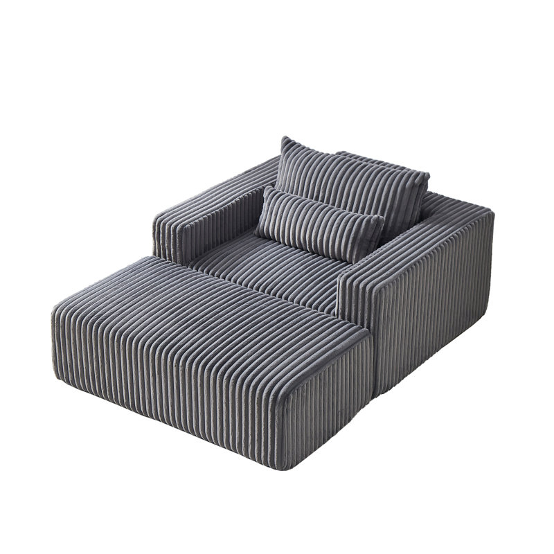 Flâneuse rembourrée, Velours côtelé gris