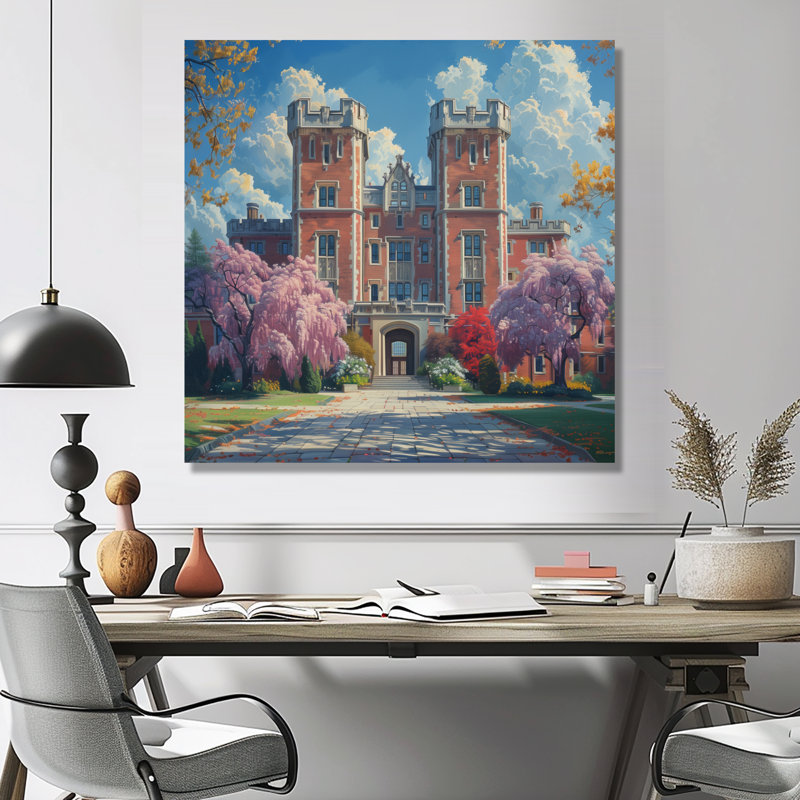  Décoration murale «Spring At Campus Hall II - Bâtiments collégiaux et universitaires», Métal métal