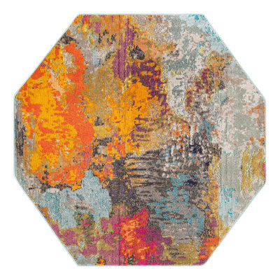 Washable Abstract Indoor Rug