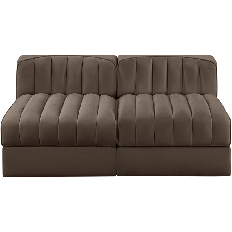 Tissu de performance en velours Rummi 2 pièces Canapé modulaire, Brun