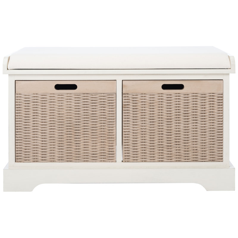 Banc de rangement à tiroirs Haugen, Blanc patiné