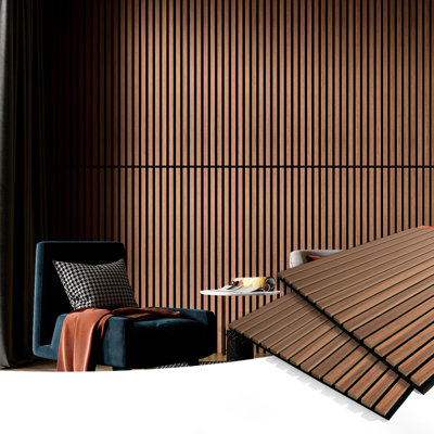 4Pièces de 23,6 po x 47,24 po à lambris d'aspect bois, panneaux muraux insonorisés 3D (31 pieds carrés / caisse)