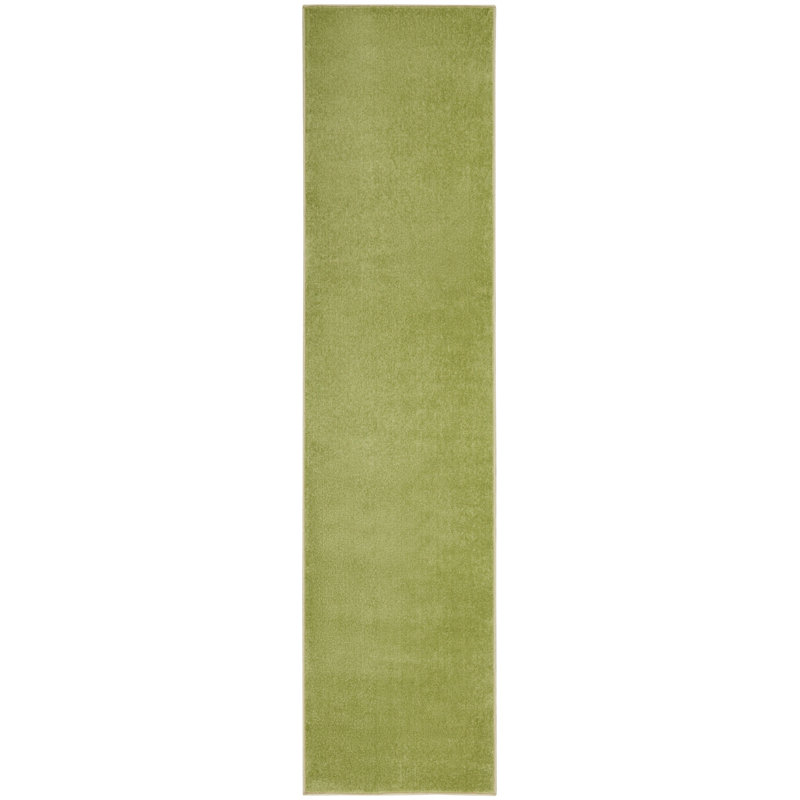 Mullican Sandy Solid Green Easy Care Indoor/Outdoor Area Rug, Runner 2'2" x 12'