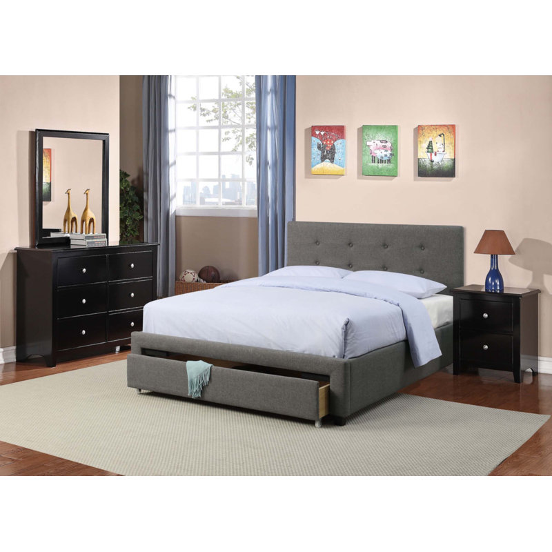 Grey Polyfiber Queen Size Bed