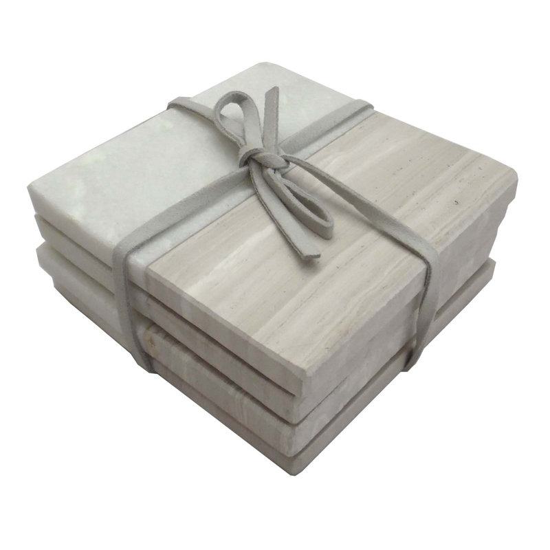 Wood Effect Square Marble Coasters