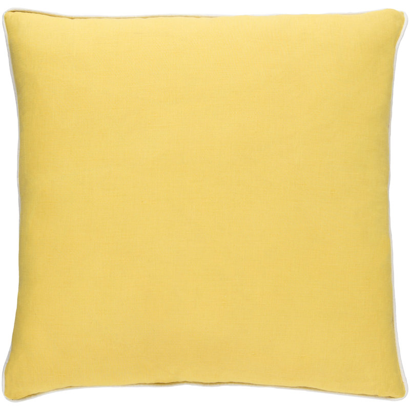 Belford Geometric Linen Throw Pillow, 22" H x 22" W x 4" D, Sunflower/Ivory