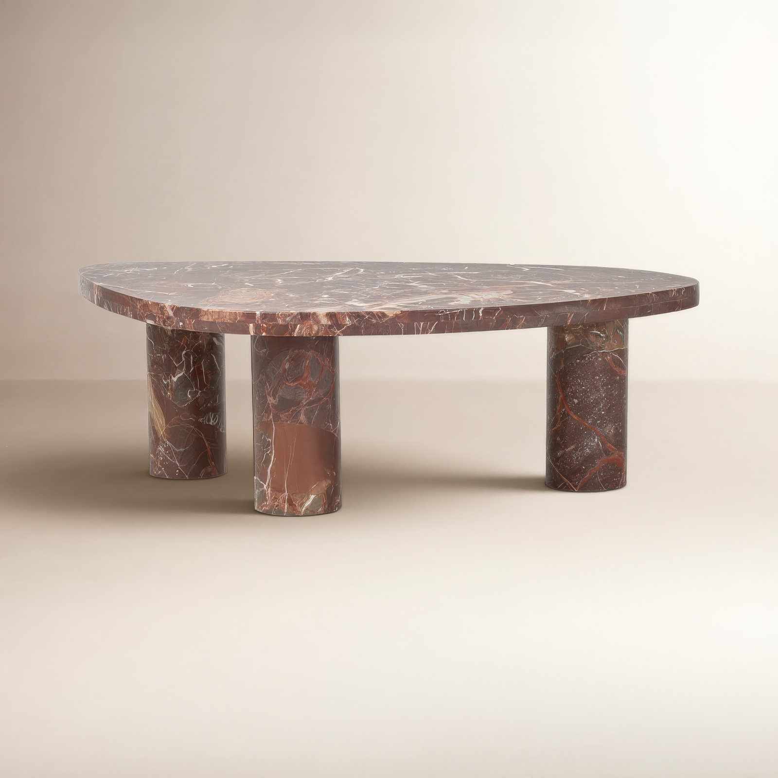 Moraga Genuine Marble Coffee Table, 15" H x 48" L x 30" W, Merlot Marble