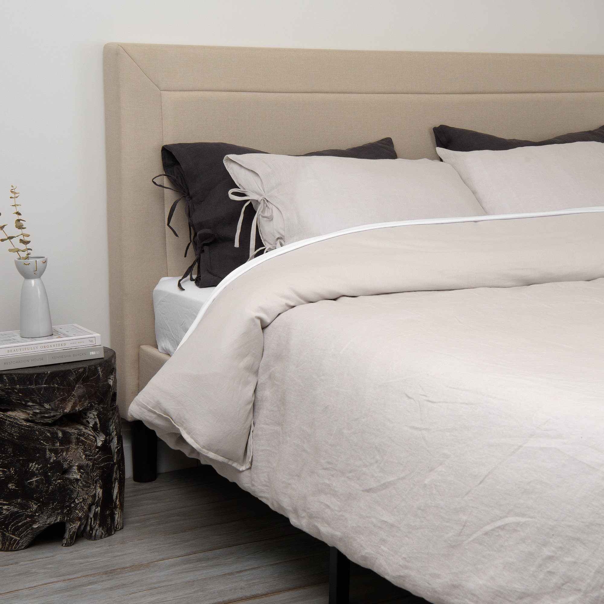 Ginesta Cotton Blend Duvet Cover Set, Light Gray, King Duvet Cover + 2 King Shams