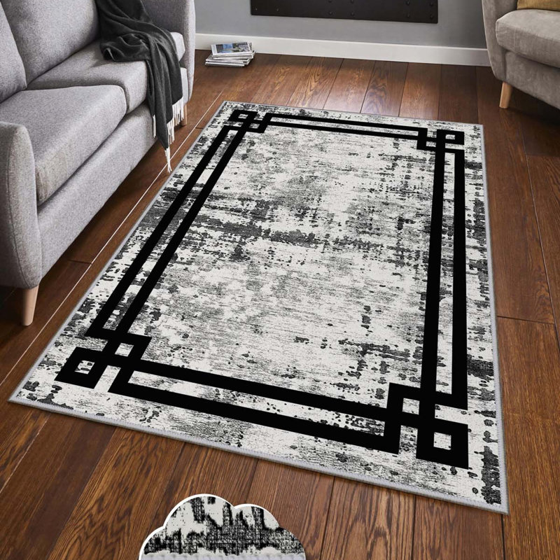 Tapis d'entrée de qualité supérieure (3,3 x 9,8 pi), 100% polyester, hauteur des poils de 8 mm | Antibactérien, antidérapant à pois en PVC, 650 gr / m² | Lavable à la machine, impression numérique 3D | Idéal pour le salon et les entrées, concep