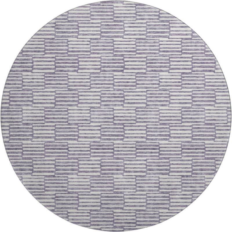 Premium Machine Washable Prisco Lilac Rug, Round 8'