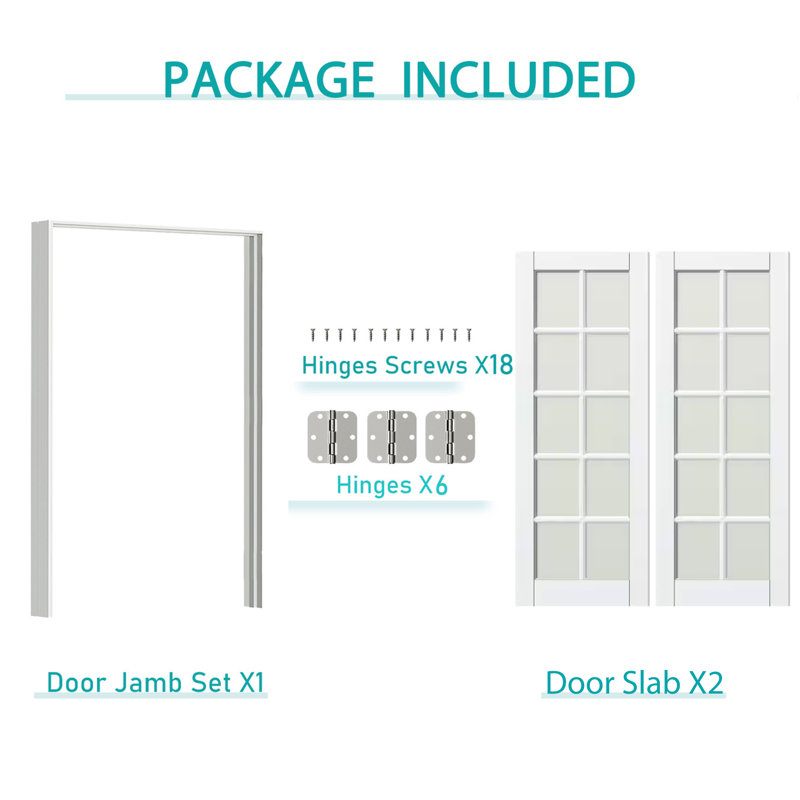 10 portes intérieures en verre givré 10 Lite, 60 po x 80 po