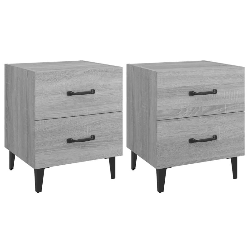 Jemena 40cm W Bedside Table, Grey, Set of 2