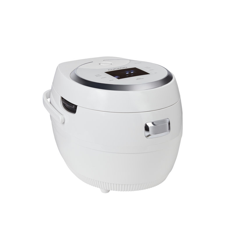 White 10-Cup Electric Stainless Steel Rice Cooker with Non-stick Pot