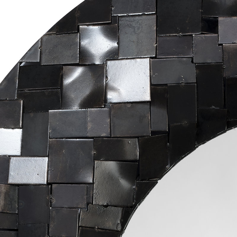 Black Iron Patchwork Rectangular Wall Mirror