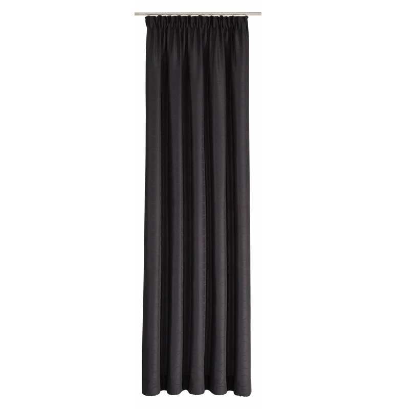 Coursey Room Darkening Curtain Single Panel, 132cm Width x 225cm Drop, Black