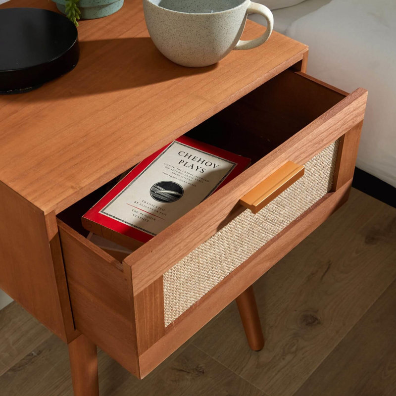 Holdrege 1 Hessian Drawer Bedside Table