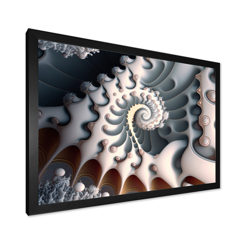 Wrightson White Fractal Universe I - reproduction sur toile, Cadre photo noir, L 20 po x H 12 po